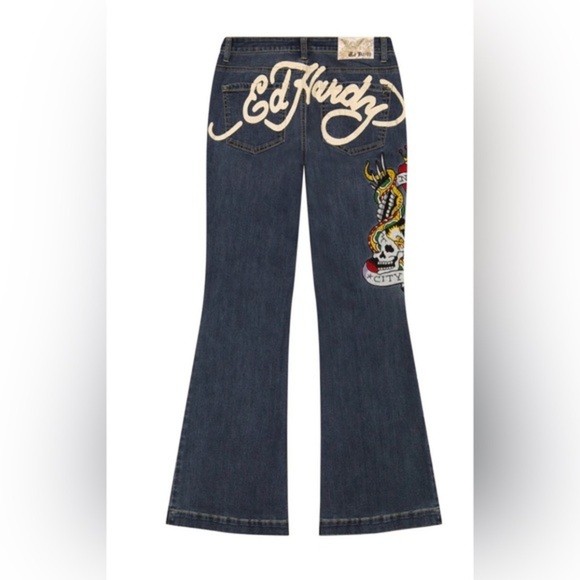 Ed Hardy NYC EAGLE SLIM FLARE medium vintage wash JEANs size 28 new - Picture 1 of 6